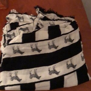 Zara black white zebra print scarf
